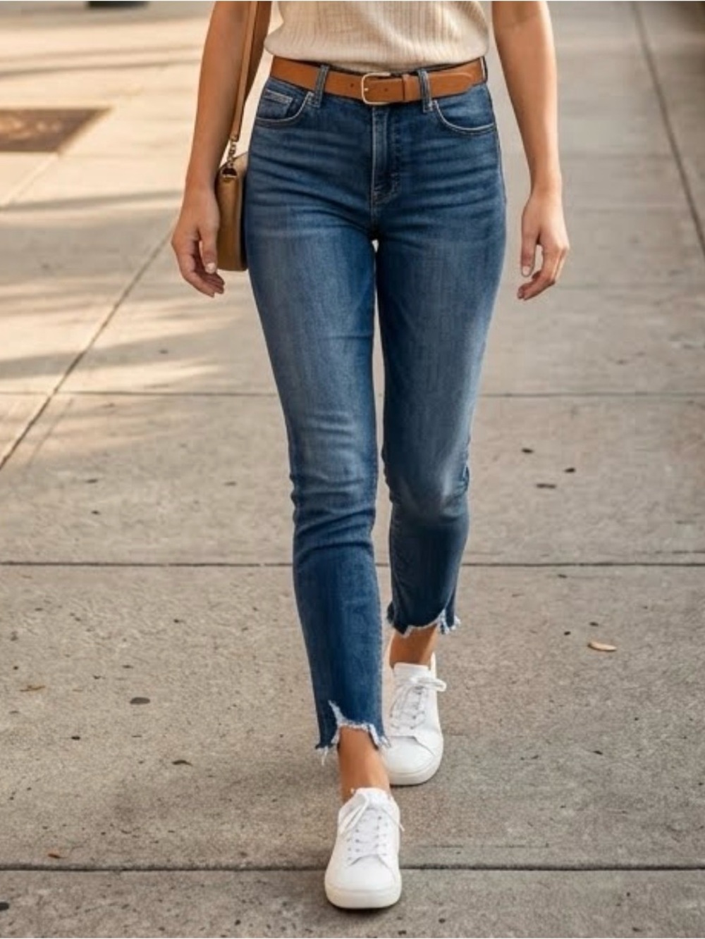 Lucky Brand Ava Mid Rise Skinny Jeans Frayed Hem 14/32